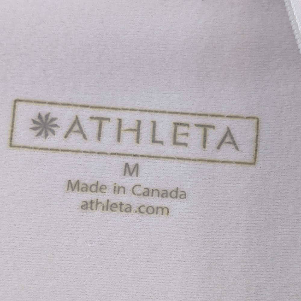 Athleta hoodie white with rust abstract floral pattern Size M GUC small flaw - Picture 3 of 4